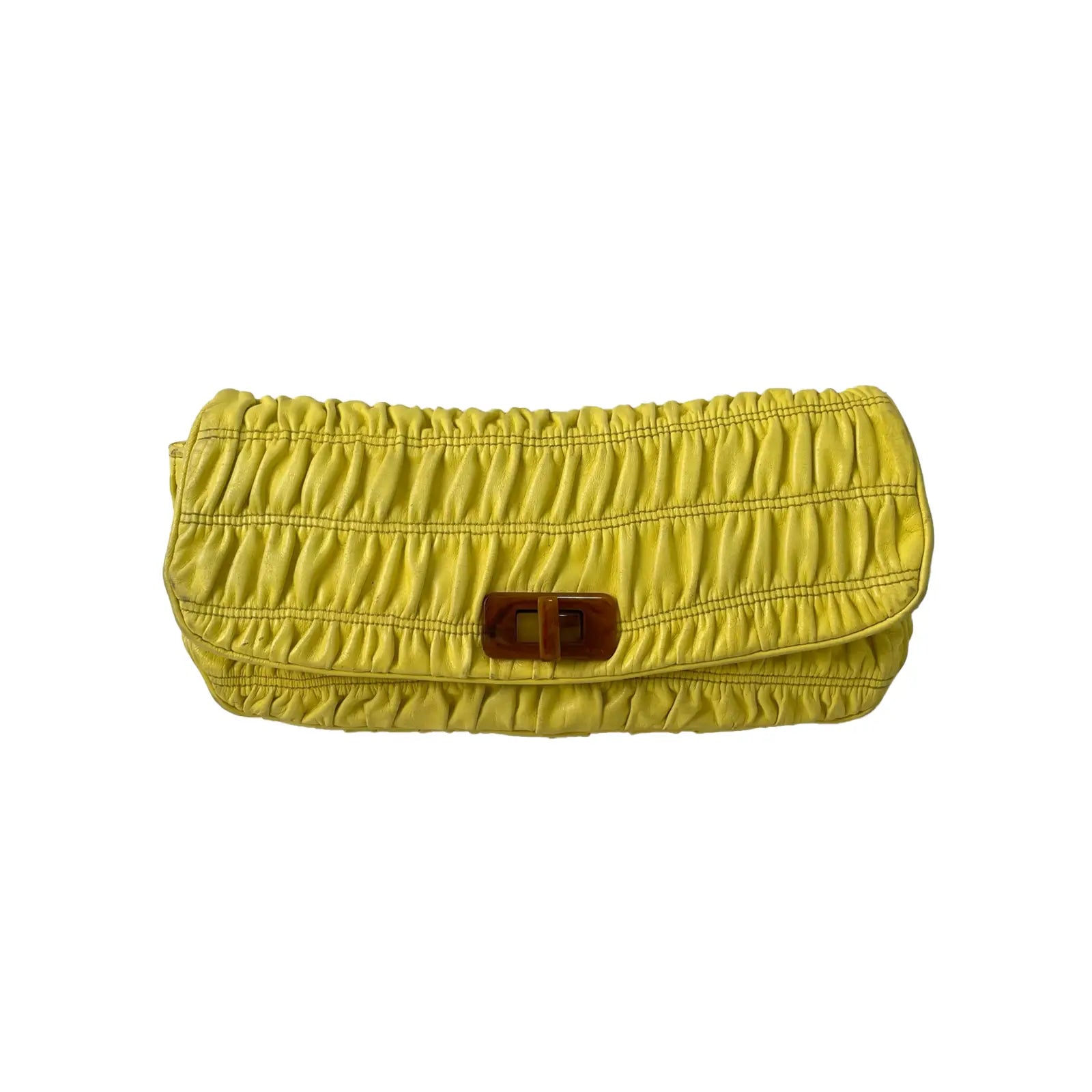 Prada Ruched Leather Clutch Bag 28×4cm