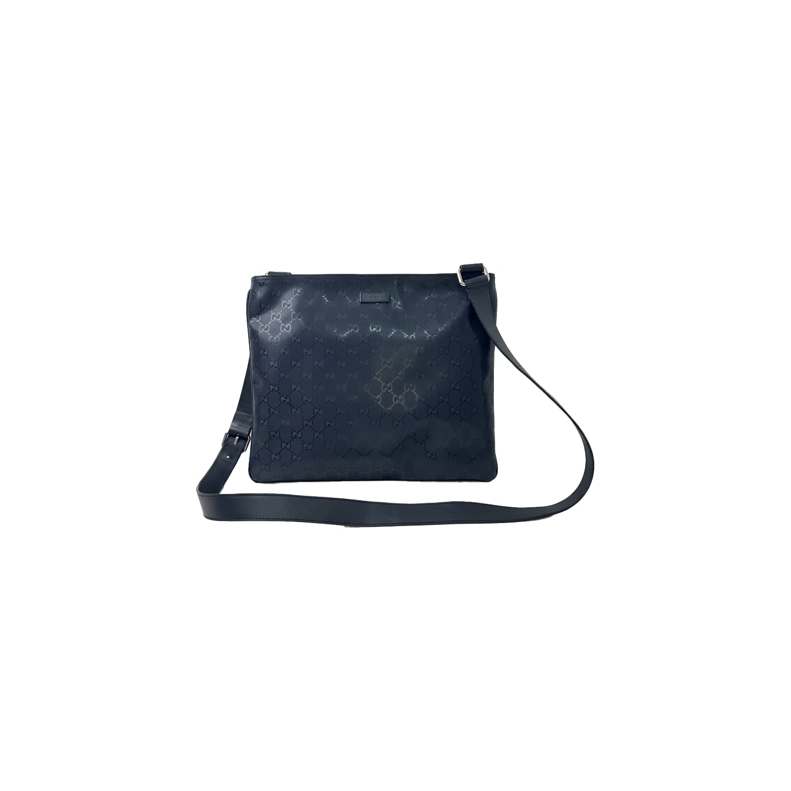 Gucci Blue Crystal Leather Shoulder Bag 33×32cm – 97% New