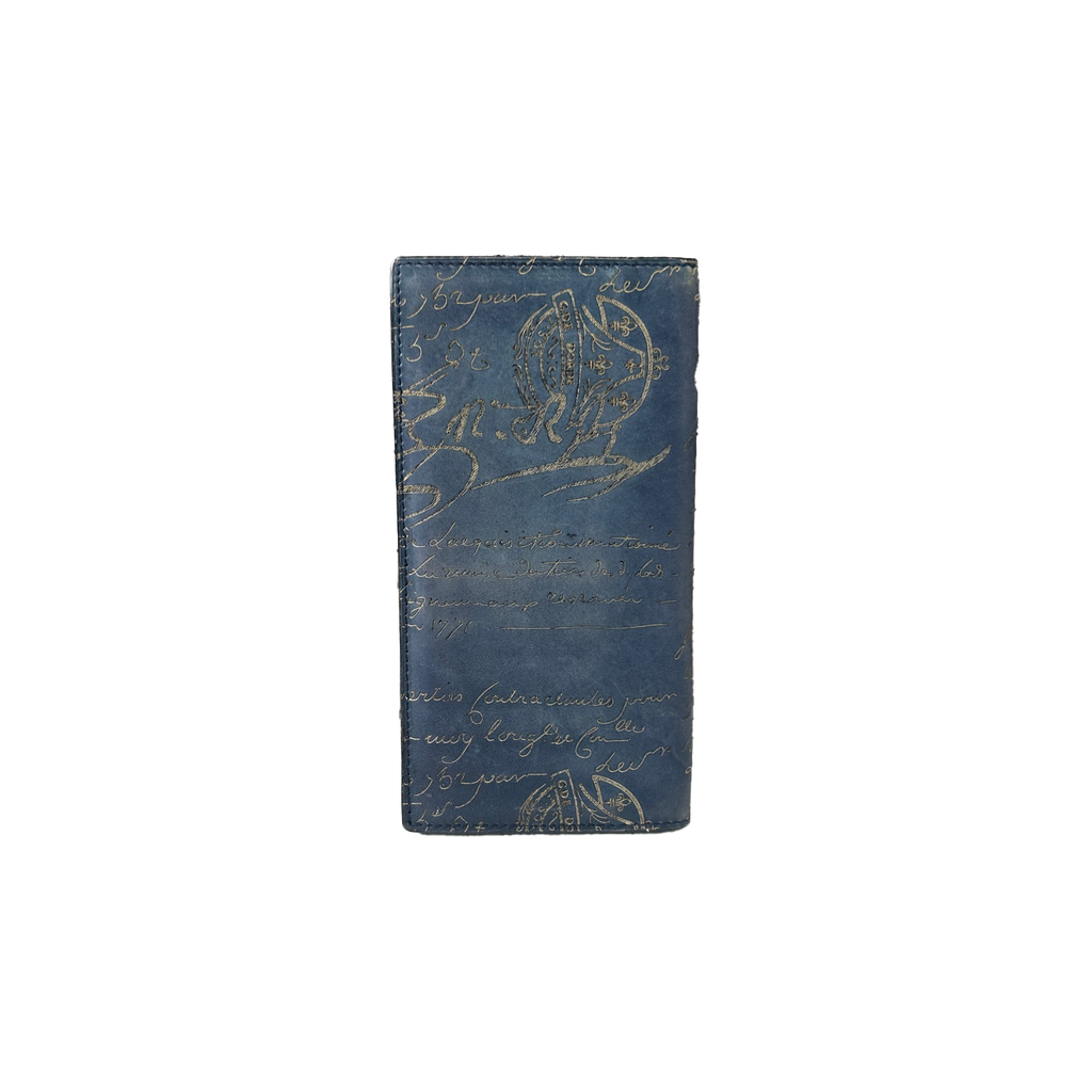 Luckybags Berluti Blue Leather Wallet – 95% New, 18×9cm