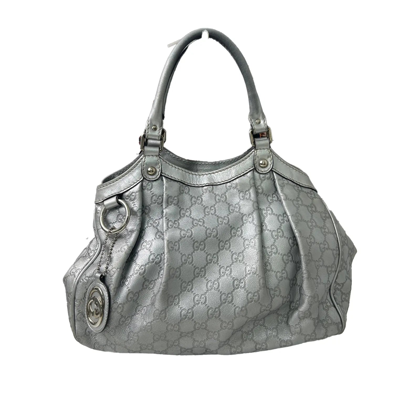 Gucci Blue Crystal Leather Shoulder Bag 33×32cm – 97% New