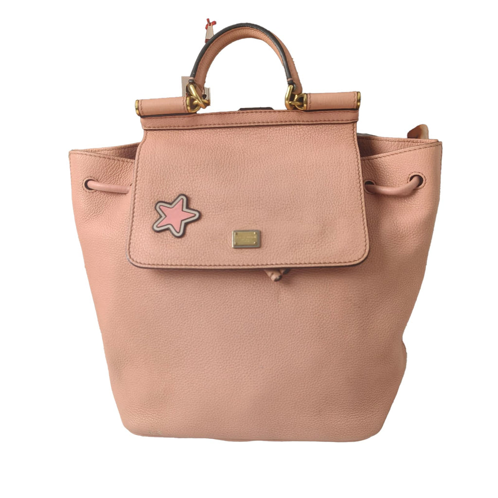 Dolce & Gabbana Pink Leather Backpack 23×14cm – 95% New