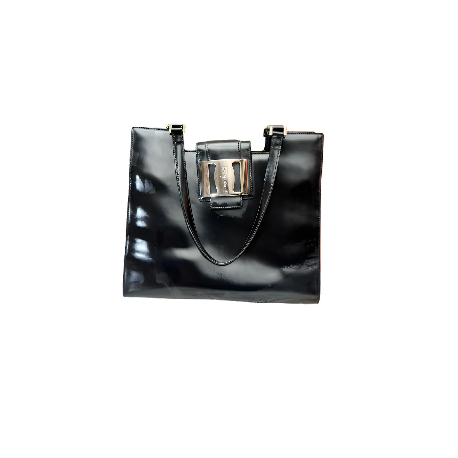 Luckybags Ferragamo Black Handbag – 95% New Vintage, 28×24cm