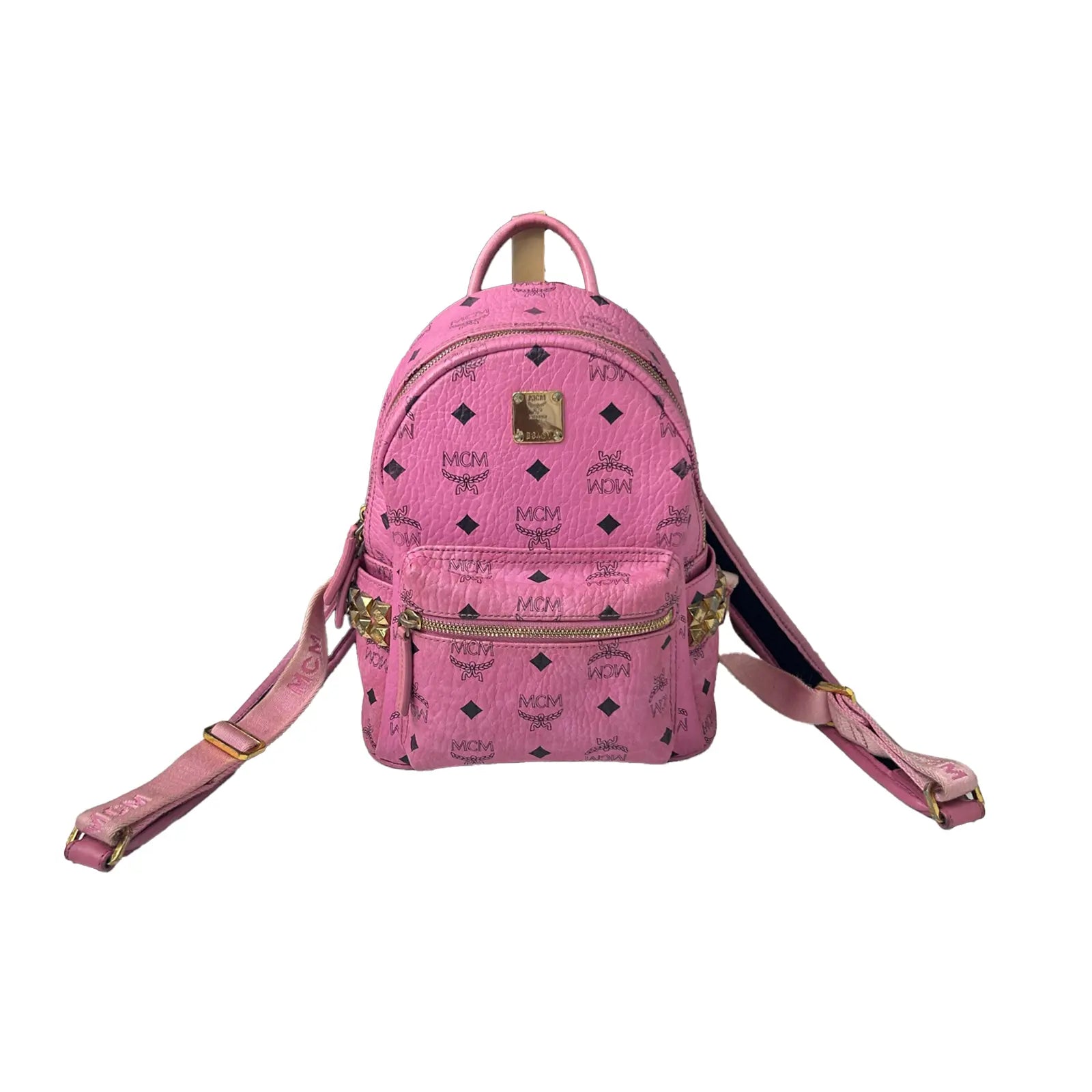 MCM Pink Leather Backpack 10.5×21.5×26cm – 95% New