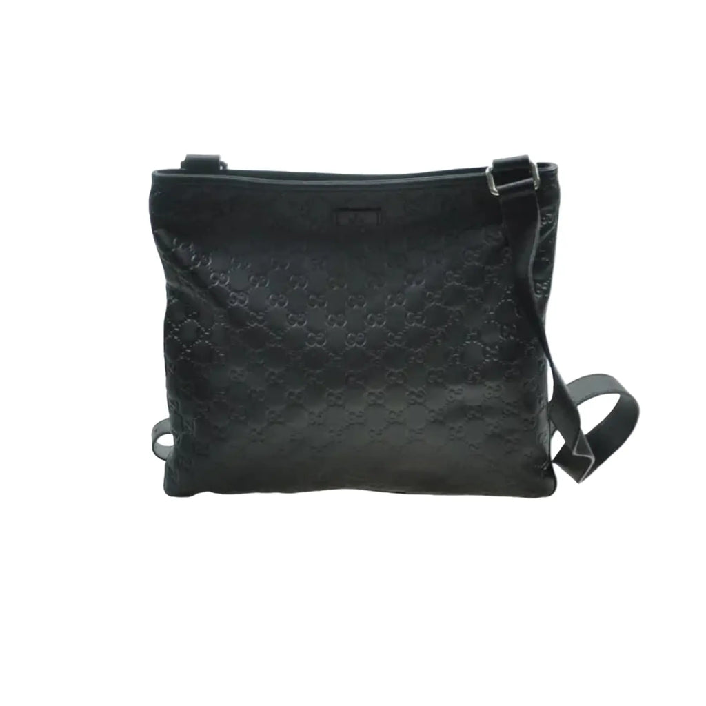 Gucci Black Leather Shoulder Bag 34×29cm – 97% New