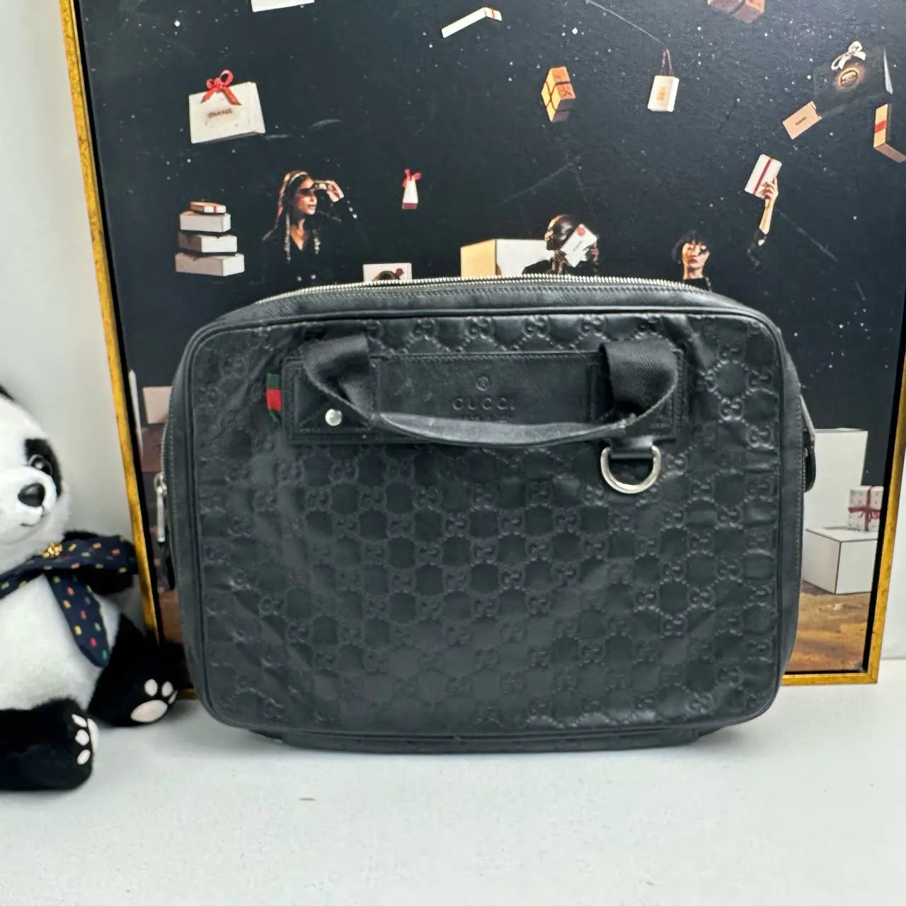 Luckybags Gucci Black Briefcase – 93% New Classic, 34×27cm