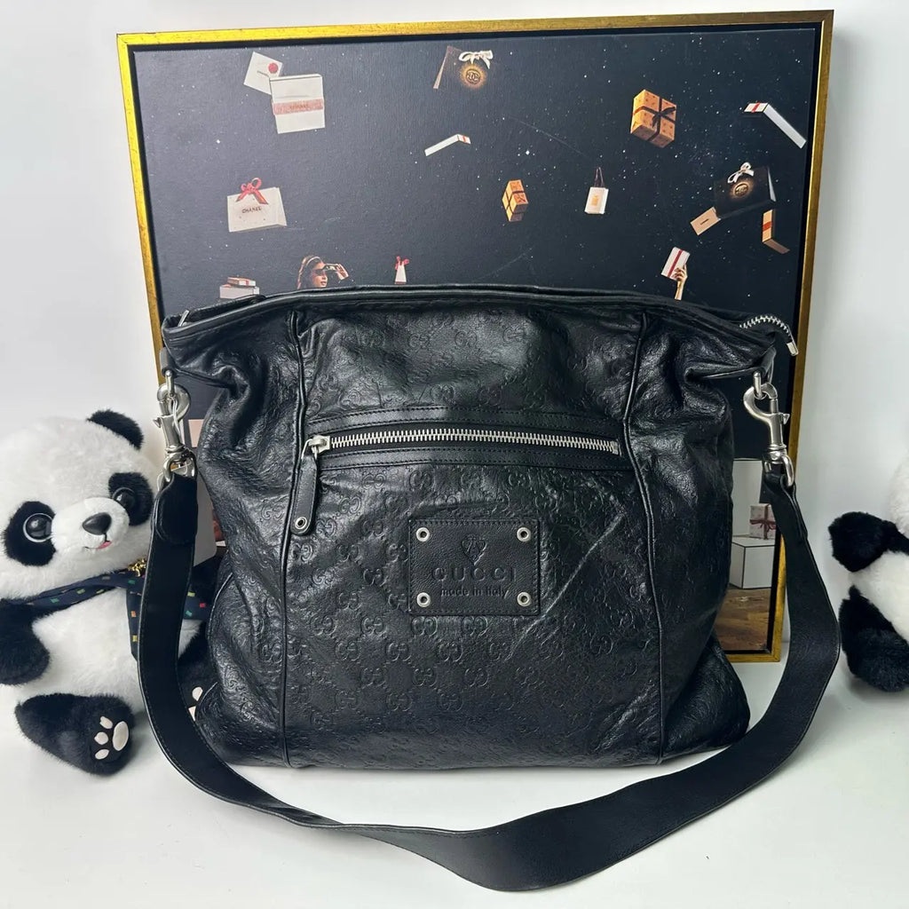 Luckybags Gucci Large Leather Crossbody Bag – 95% New, 40×39cm