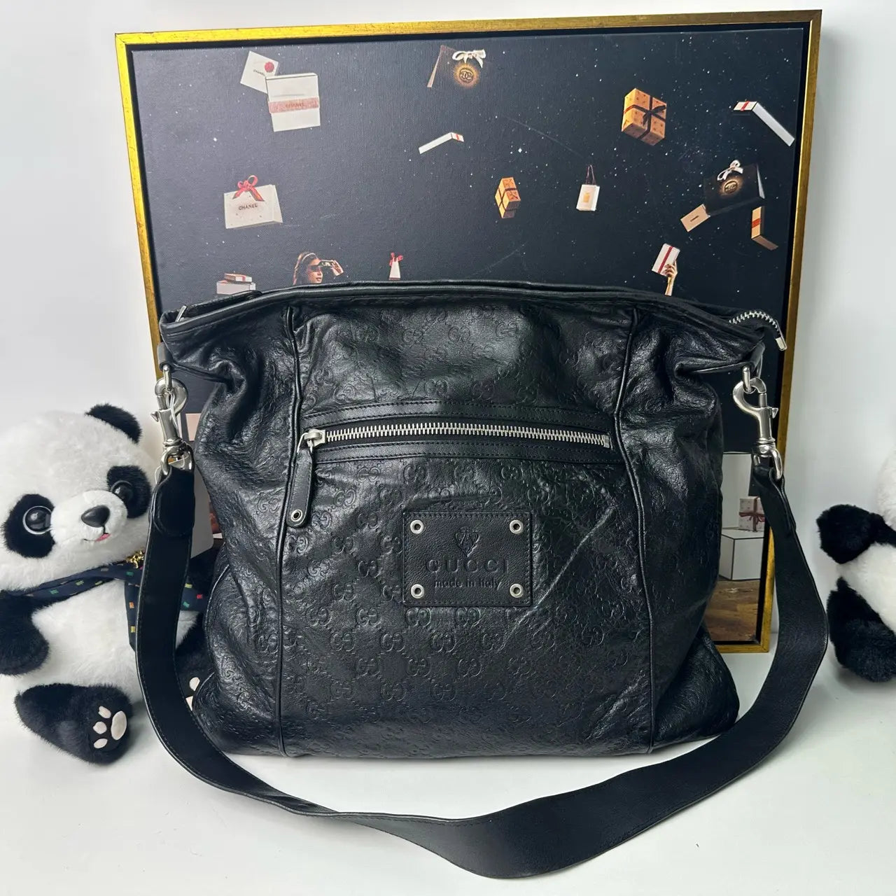 Luckybags Gucci Large Leather Crossbody Bag – 95% New, 40×39cm