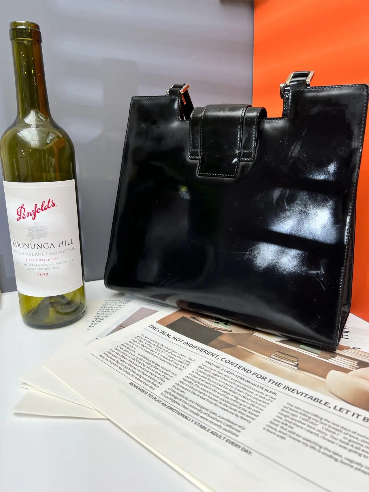 Luckybags Ferragamo Black Handbag – 95% New Vintage, 28×24cm