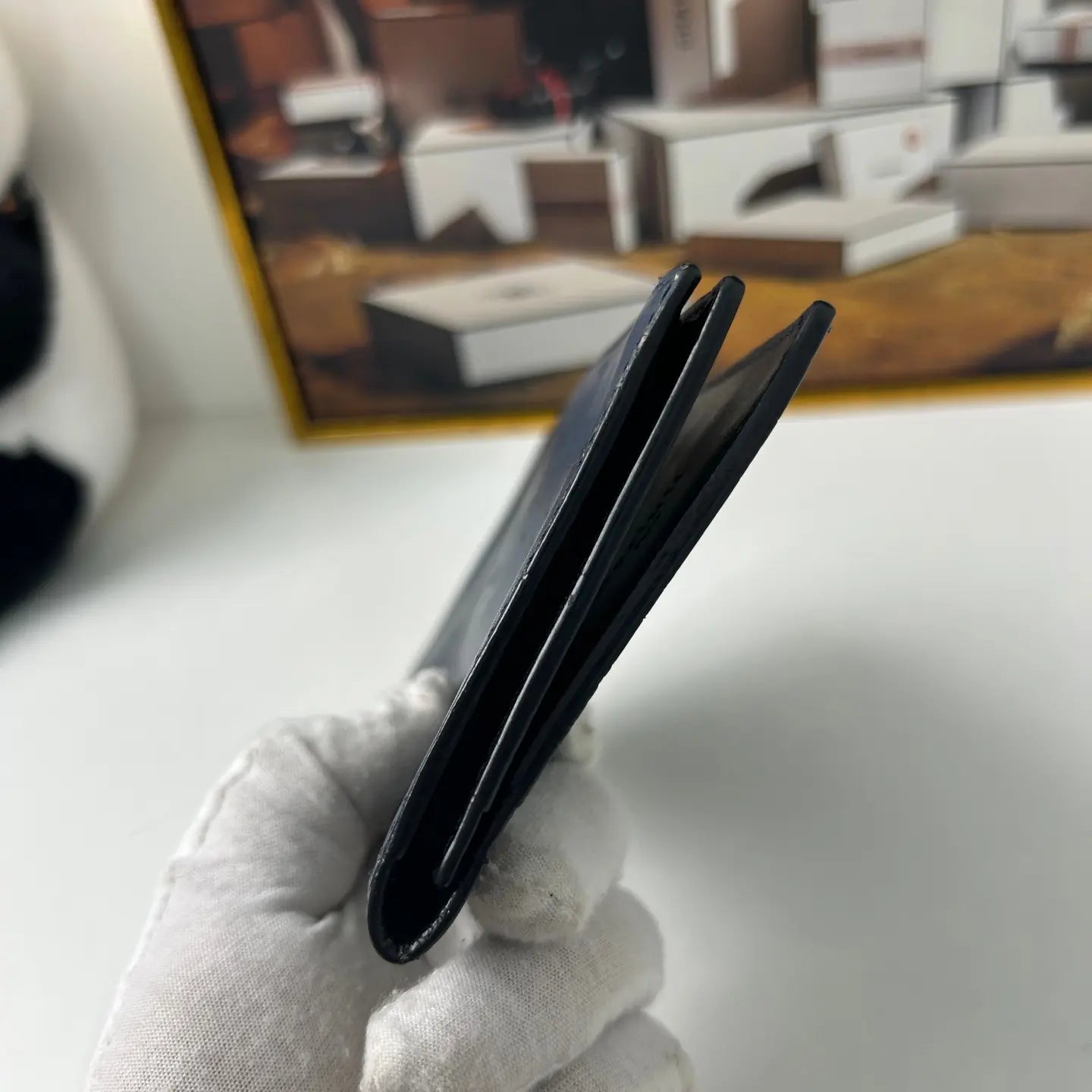 Luckybags Berluti Blue Leather Wallet – 95% New, 18×9cm