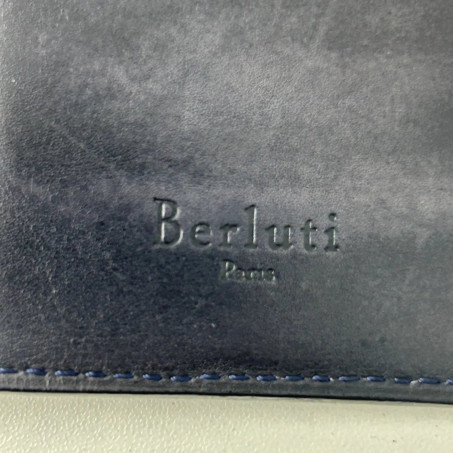 Luckybags Berluti Blue Leather Wallet – 95% New, 18×9cm