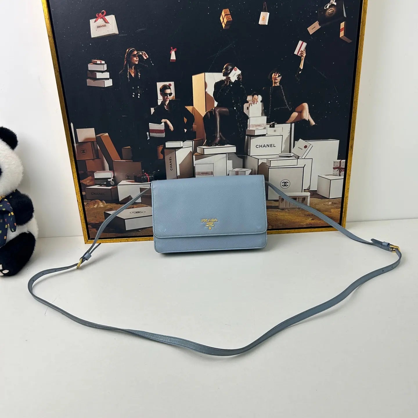 Prada Blue Shoulder Bag 20×13cm – 97% New