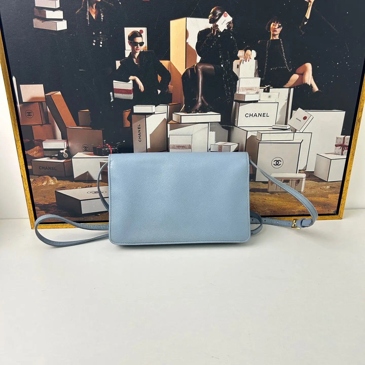 Luckybags Prada Blue Shoulder Bag – 97% New, 20×13cm