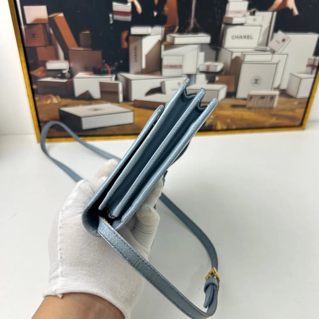 Luckybags Prada Blue Shoulder Bag – 97% New, 20×13cm