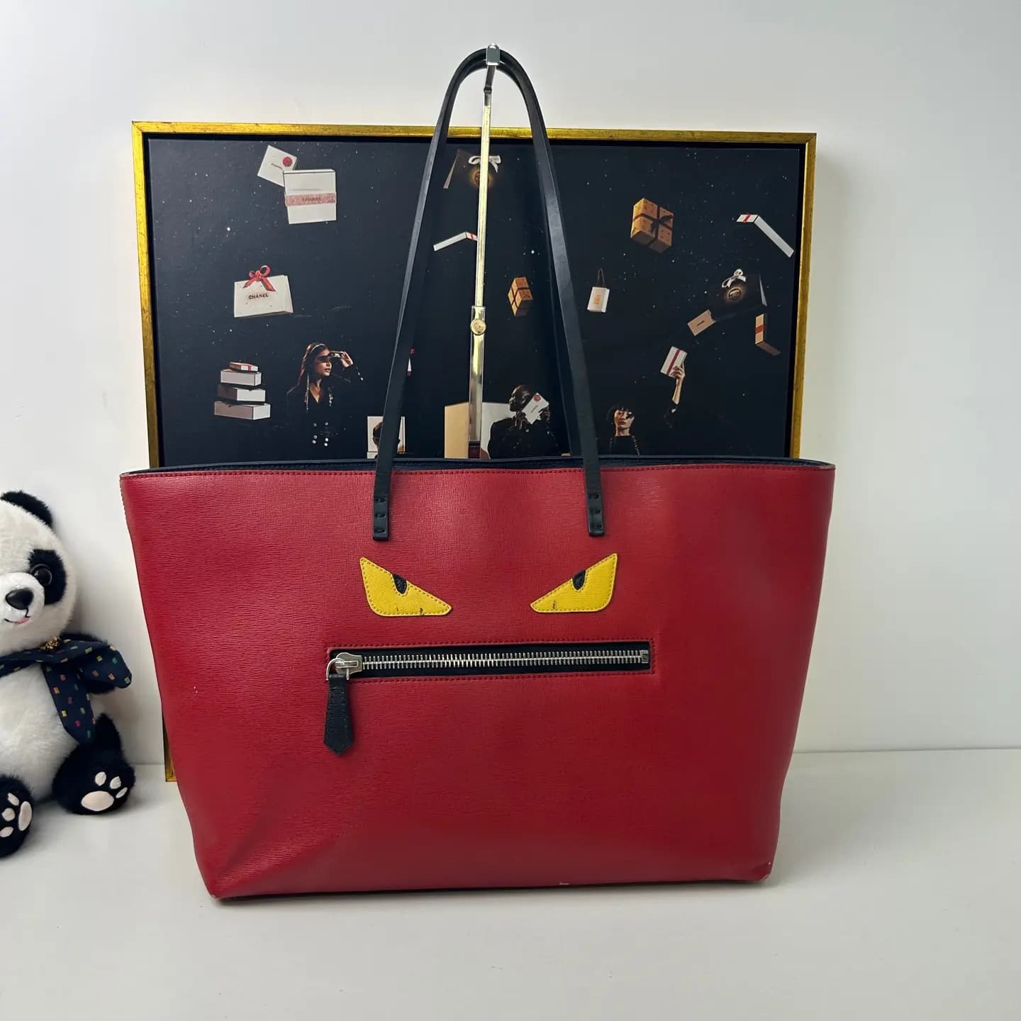 Fendi Monster Leather Tote Bag 36×14×28cm