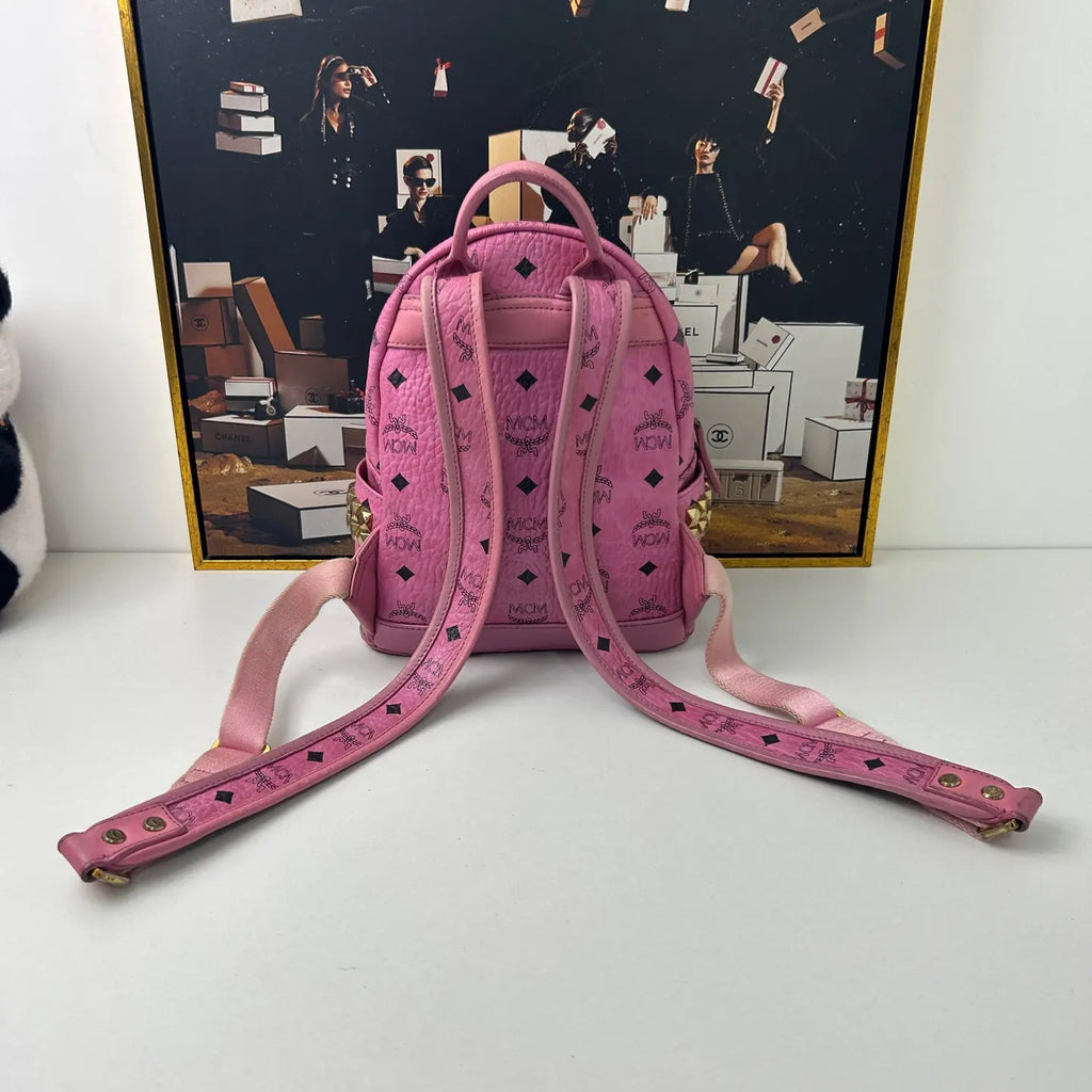 MCM Pink Leather Backpack 10.5×21.5×26cm – 95% New