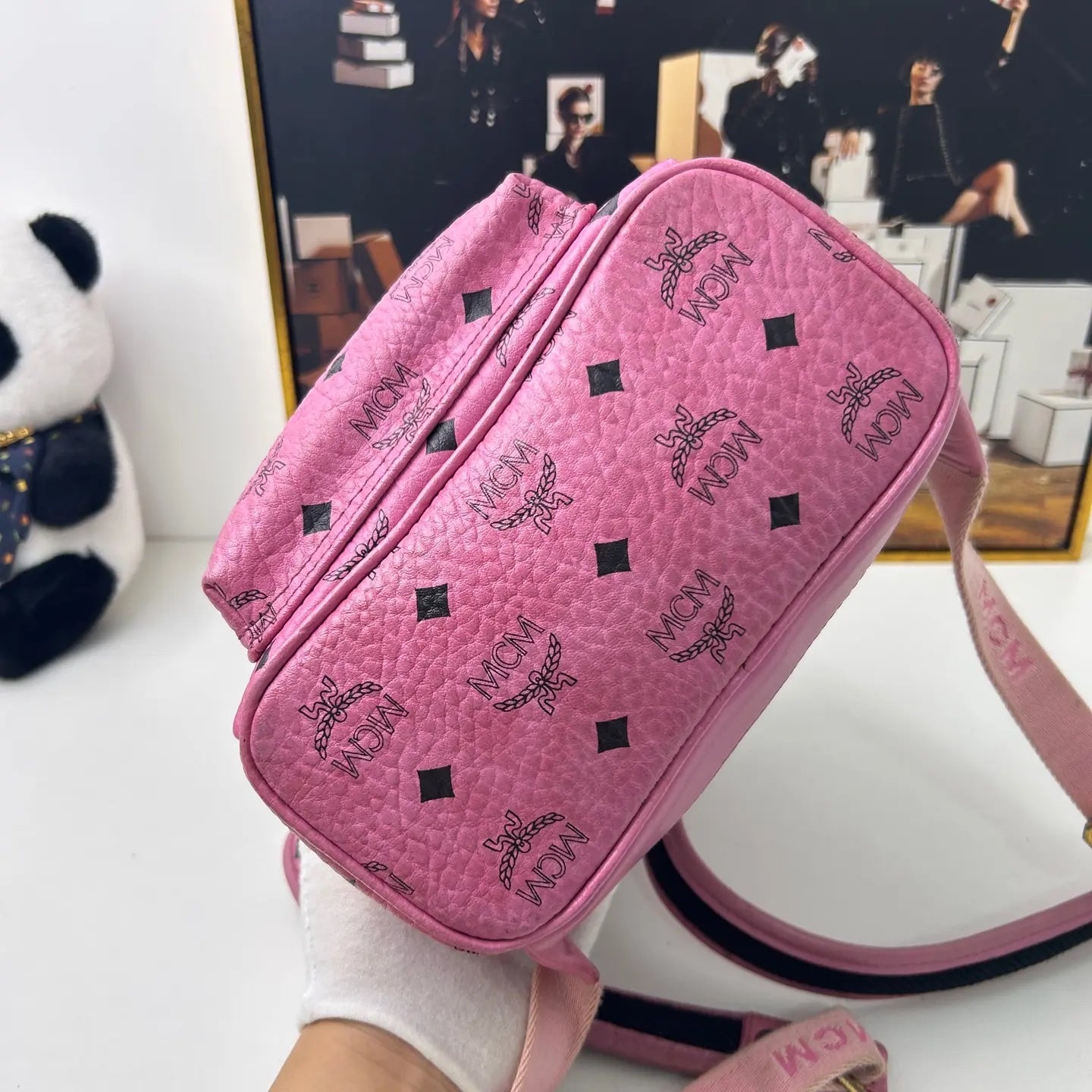 MCM Pink Leather Backpack 10.5×21.5×26cm – 95% New