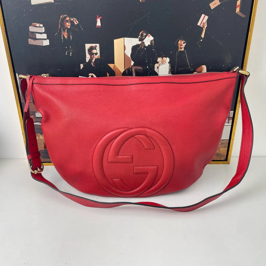 Gucci Red Soho Tassel Crossbody Bag 42×27cm – 97% New