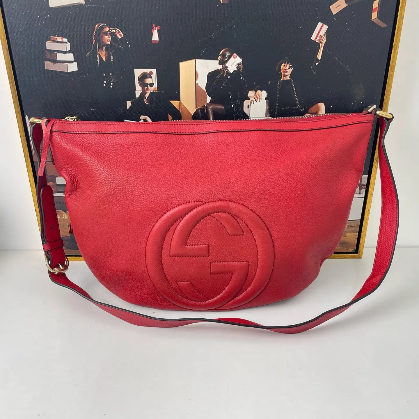 Gucci Red Soho Tassel Crossbody Bag 42×27cm – 97% New