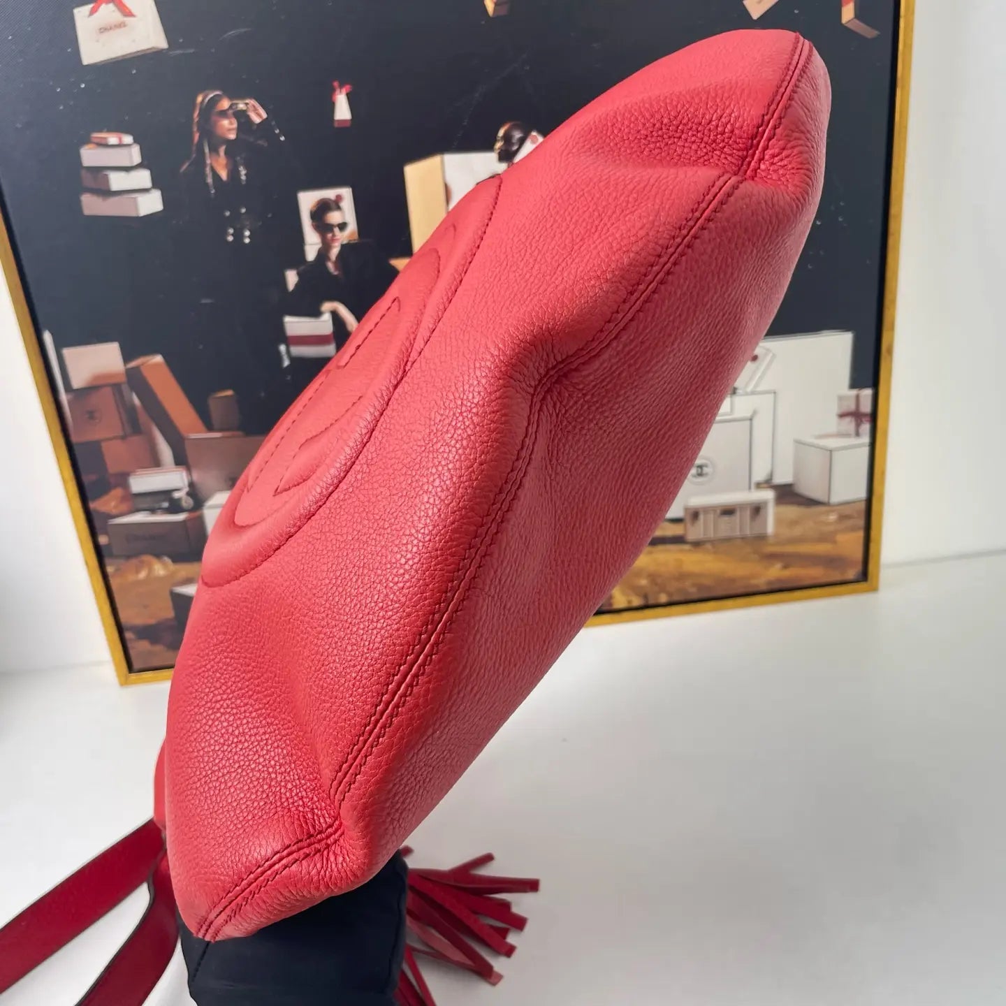 Gucci Red Soho Tassel Crossbody Bag 42×27cm – 97% New