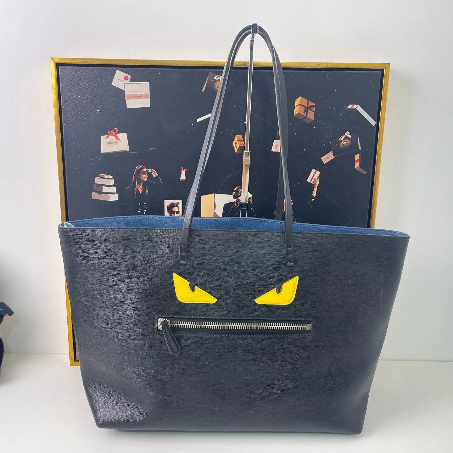 Fendi Monster Leather Tote Bag 35×14cm