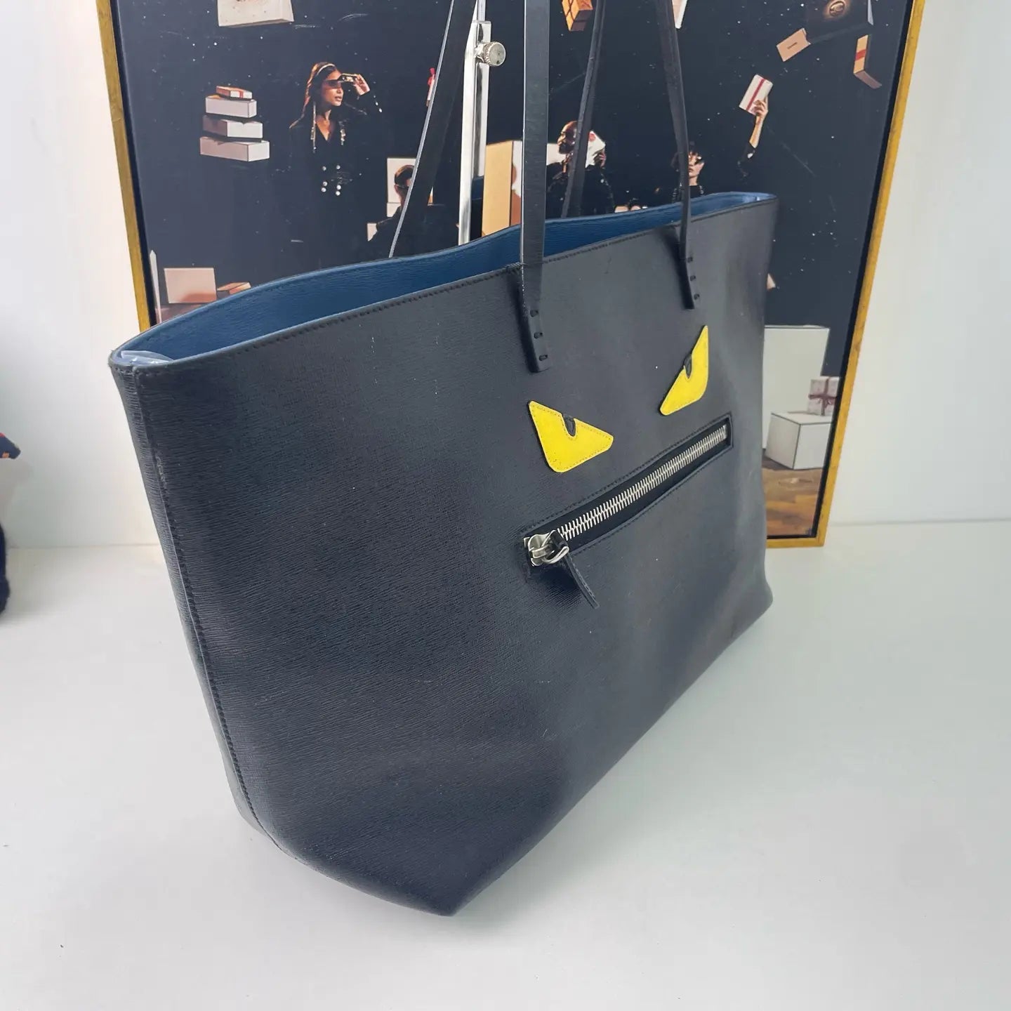 Fendi Monster Leather Tote Bag 35×14cm