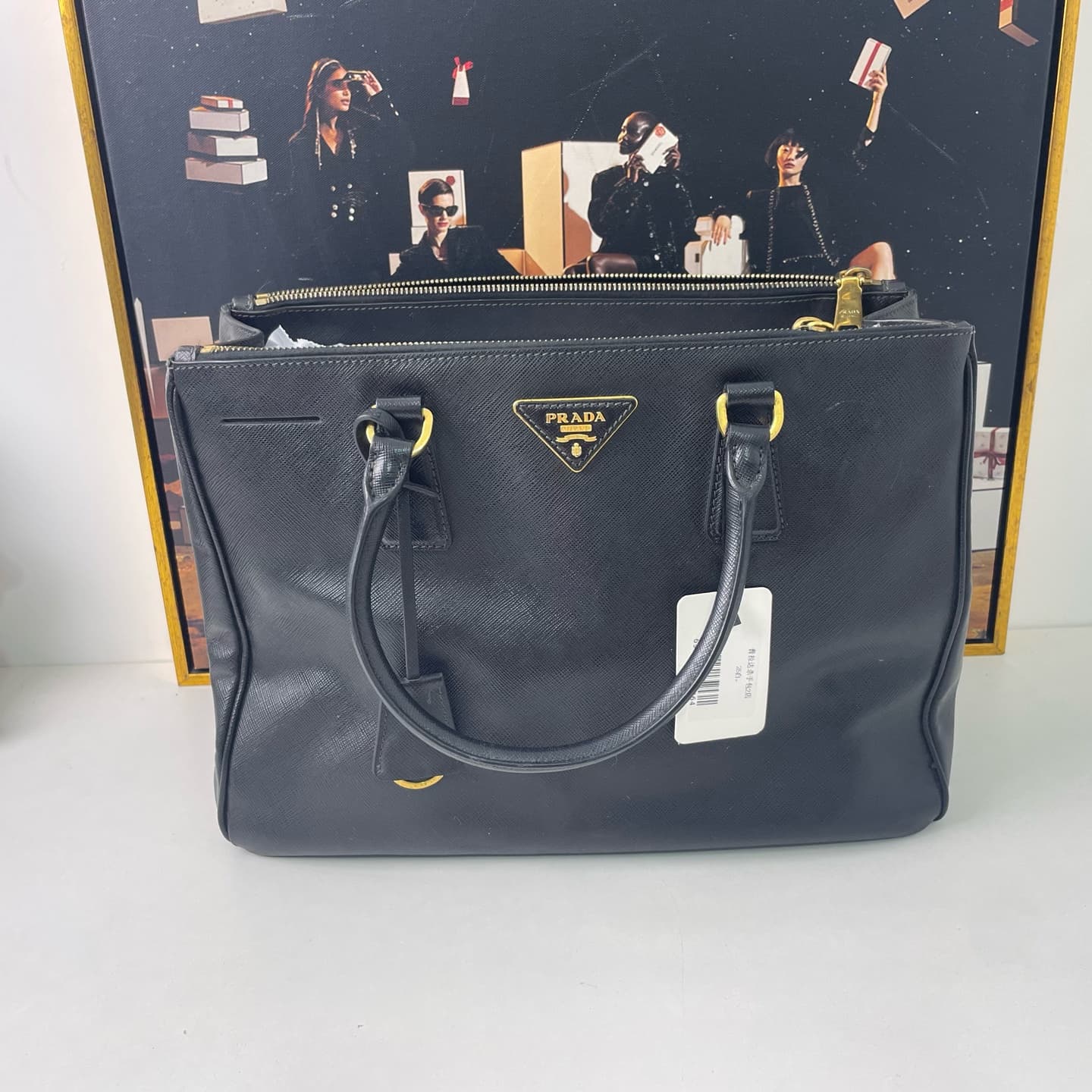 Prada Saffiano Leather Double Handle Bag 34×15cm