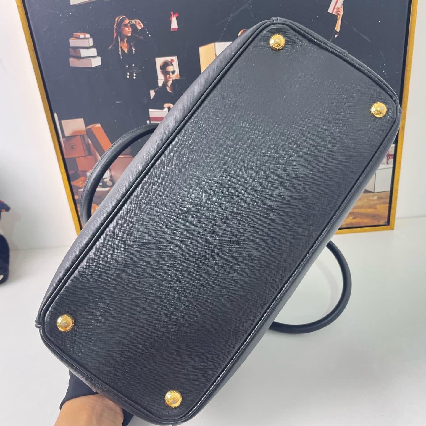 Prada Saffiano Leather Double Handle Bag 34×15cm