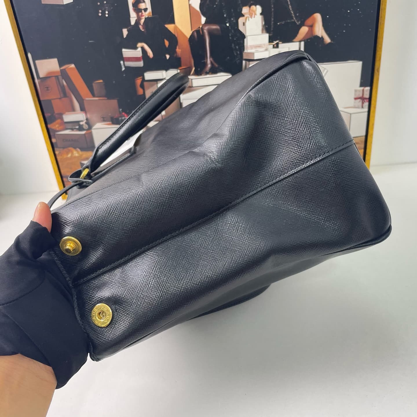 Prada Saffiano Leather Double Handle Bag 34×15cm