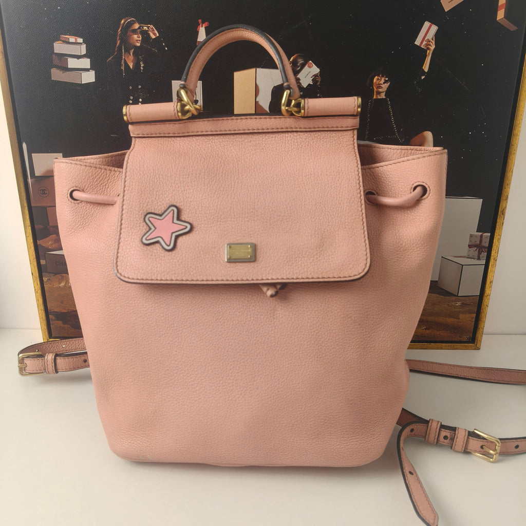 Dolce & Gabbana Pink Leather Backpack 23×14cm – 95% New