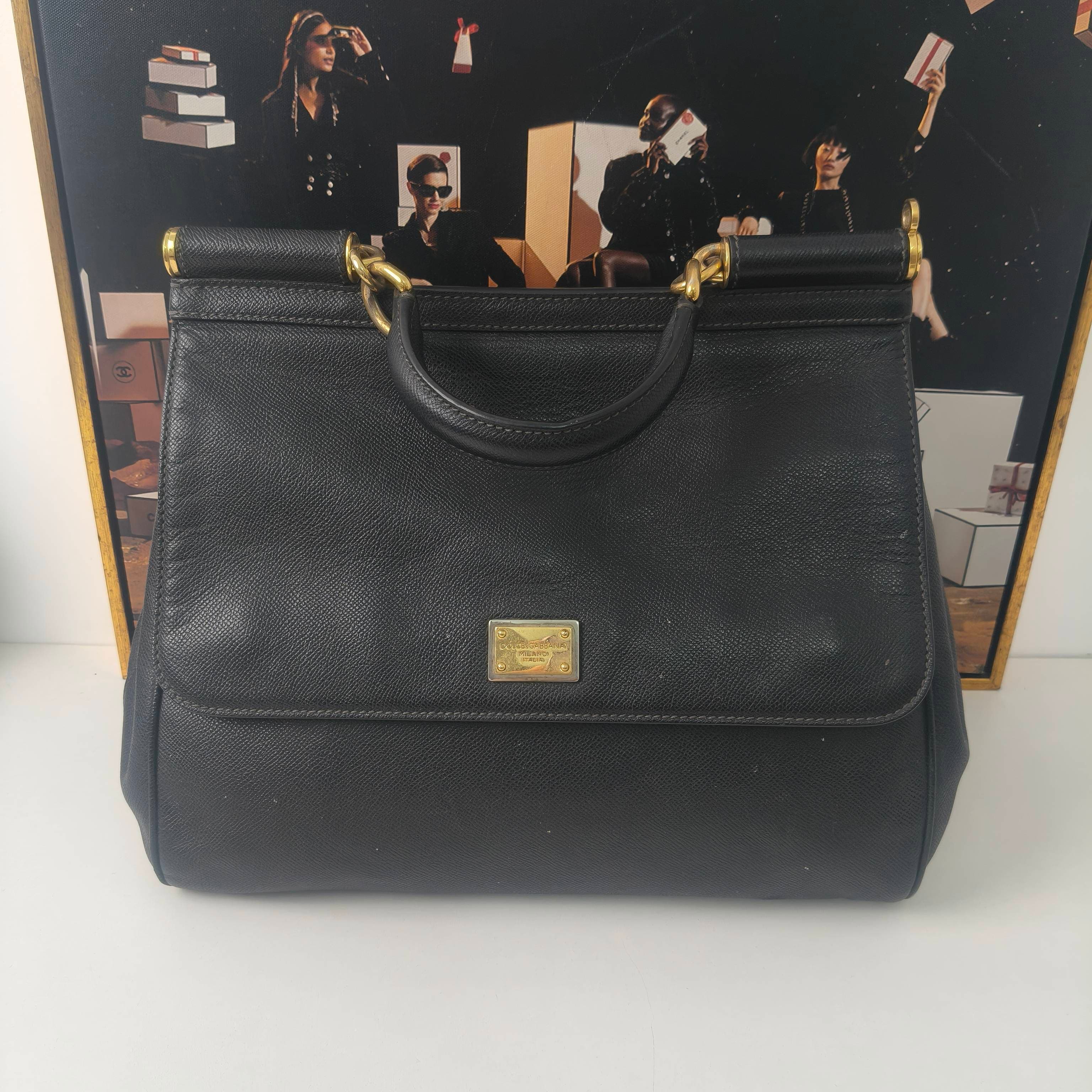 Dolce & Gabbana Large Black Leather Handbag 32×9cm – 95% New
