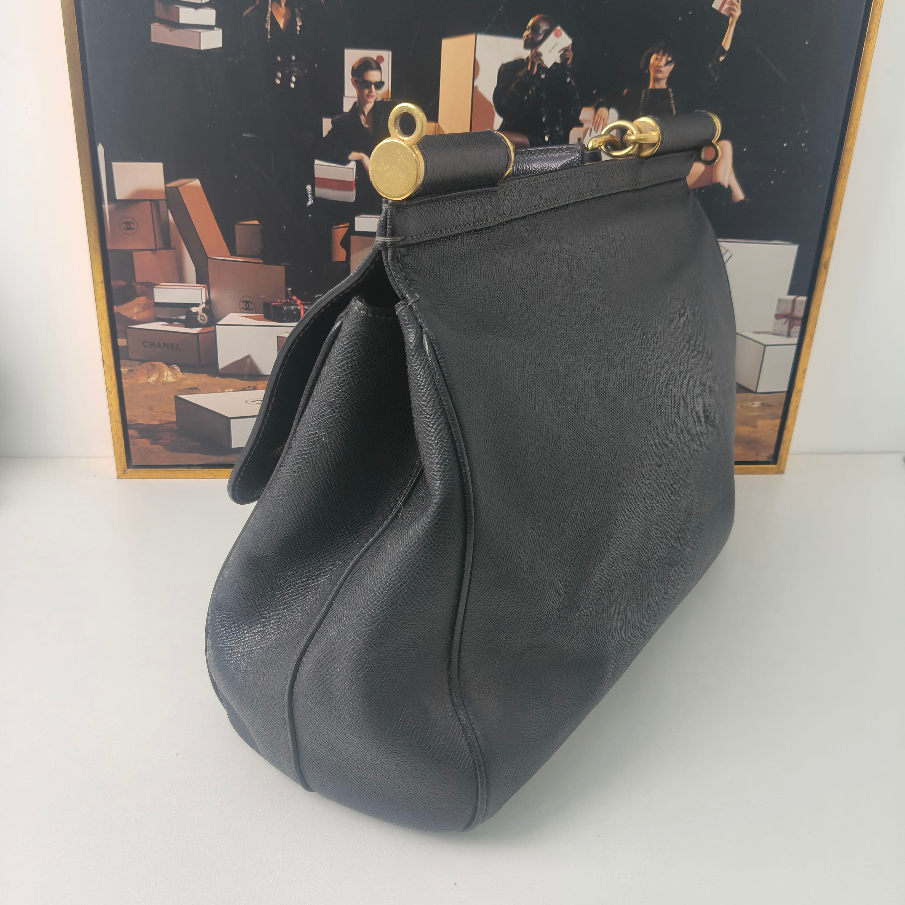 Dolce & Gabbana Large Black Leather Handbag 32×9cm – 95% New