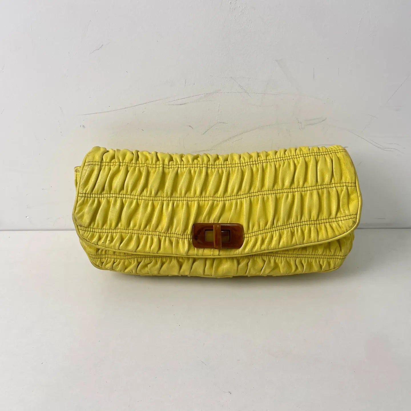 Prada Ruched Leather Clutch Bag 28×4cm