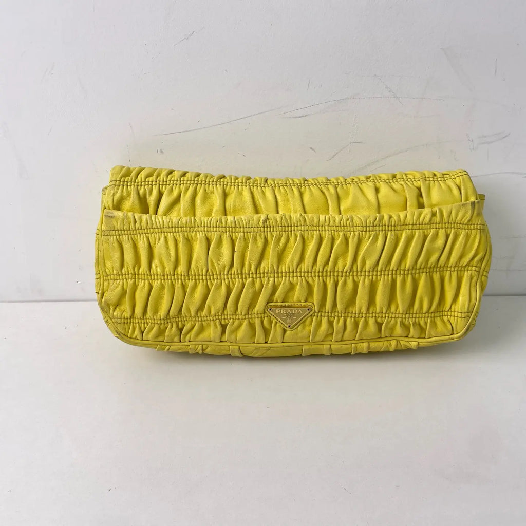 Prada Ruched Leather Clutch Bag 28×4cm