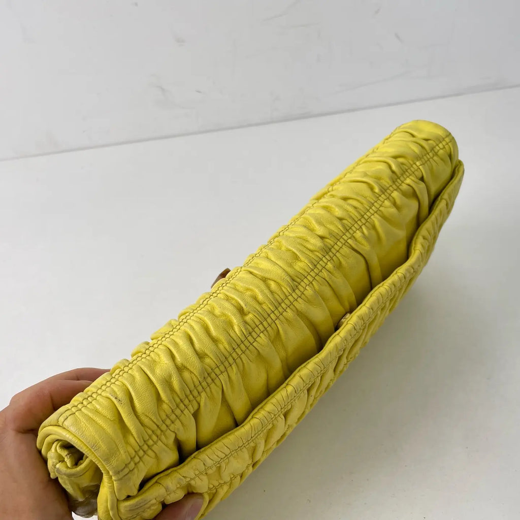 Prada Ruched Leather Clutch Bag 28×4cm