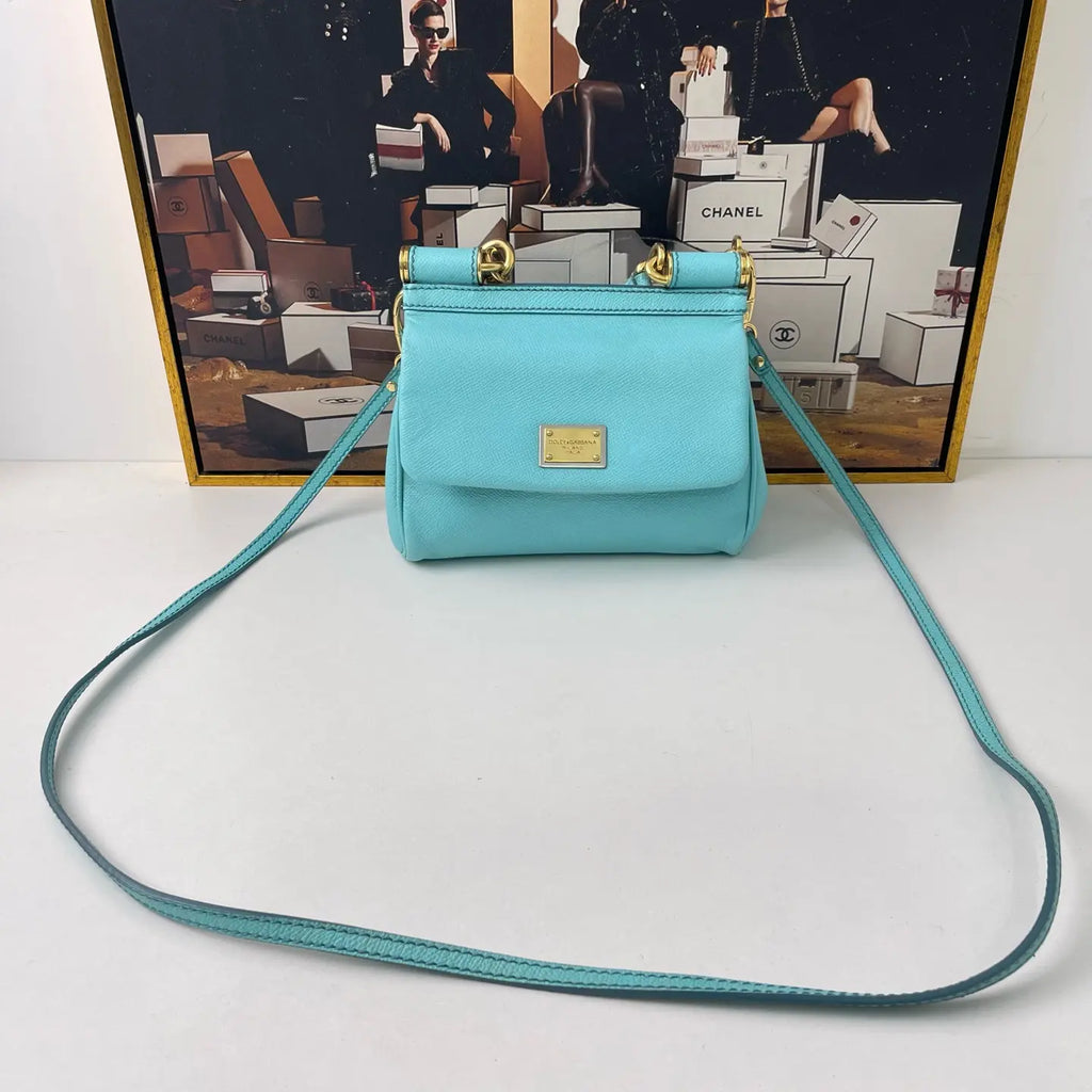 Dolce & Gabbana Sicily Mini Handbag Tiffany Blue 20×7×15cm