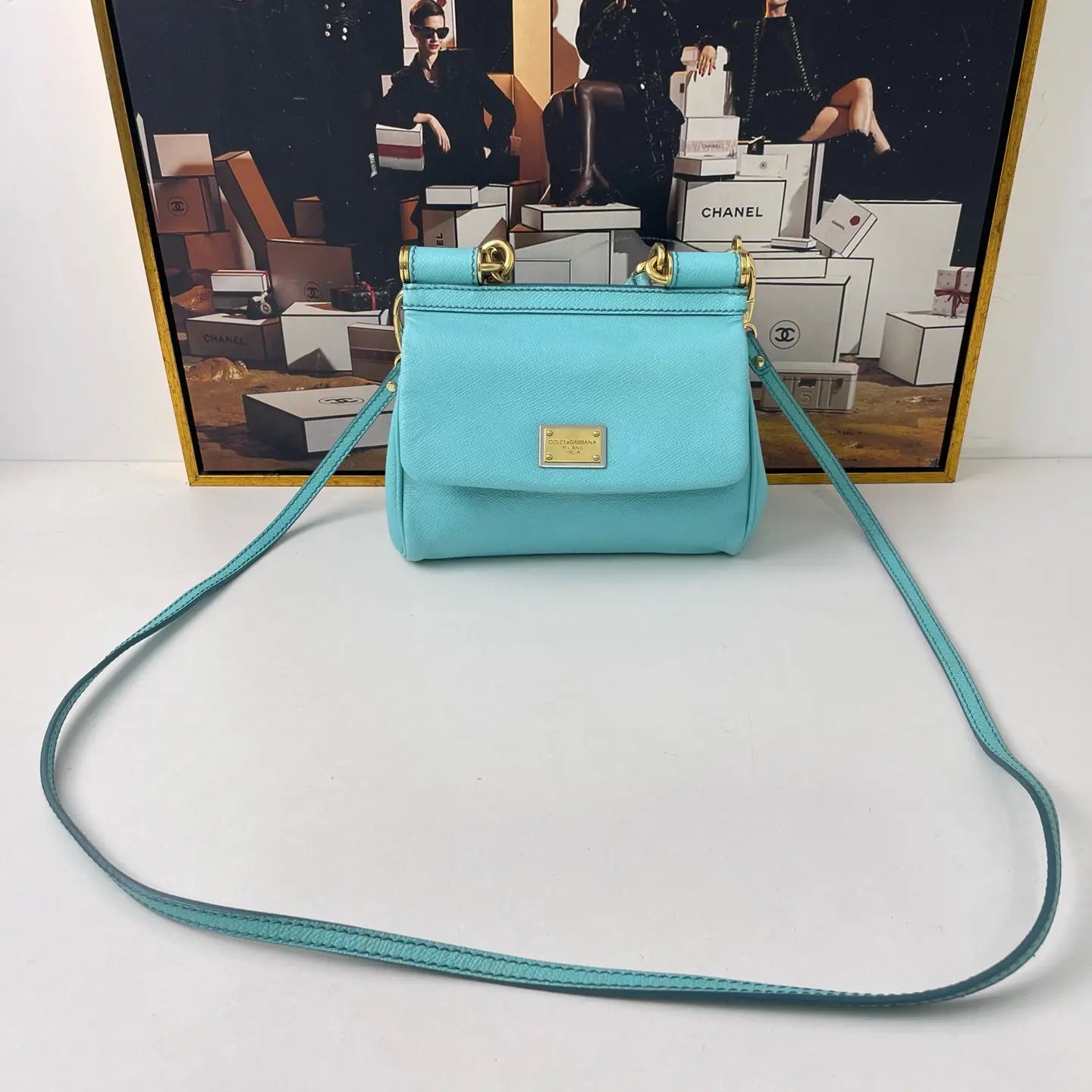Dolce & Gabbana Sicily Mini Handbag Tiffany Blue 20×7×15cm