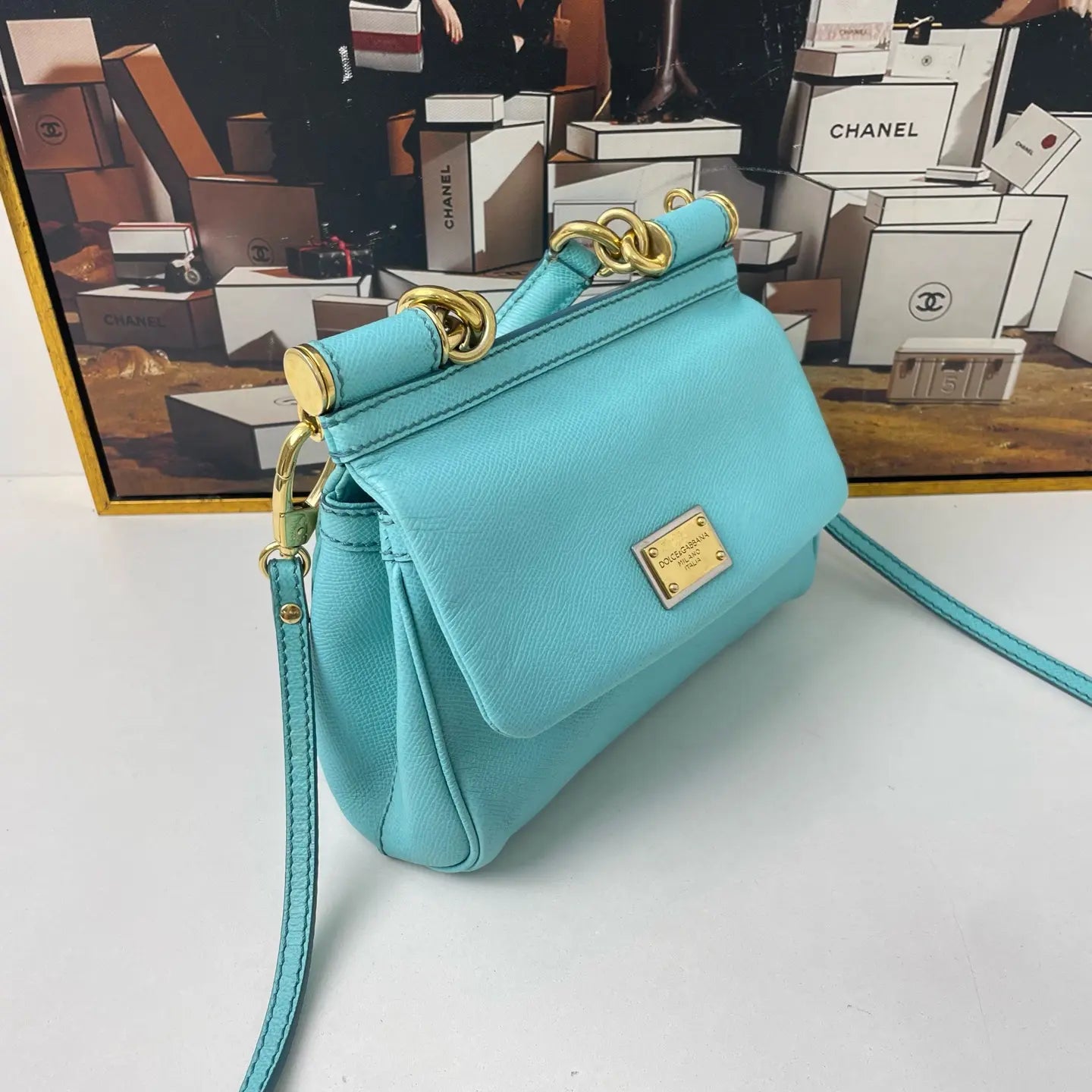 Dolce & Gabbana Sicily Mini Handbag Tiffany Blue 20×7×15cm