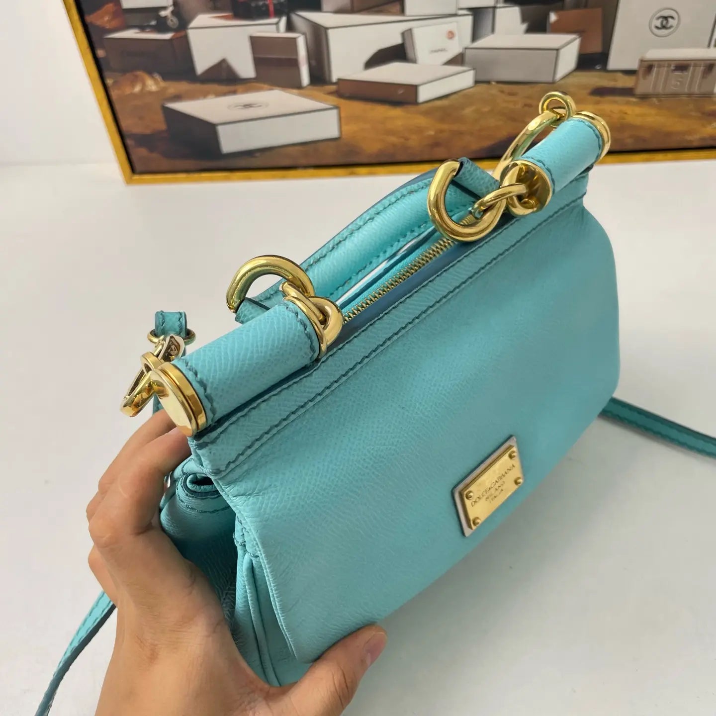 Dolce & Gabbana Sicily Mini Handbag Tiffany Blue 20×7×15cm