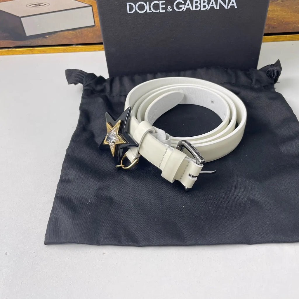 Dolce & Gabbana White Leather Belt 85cm