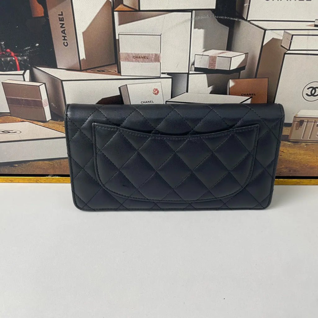 Chanel Classic Flap Wallet Black Caviar Leather 18×9cm – 97% New