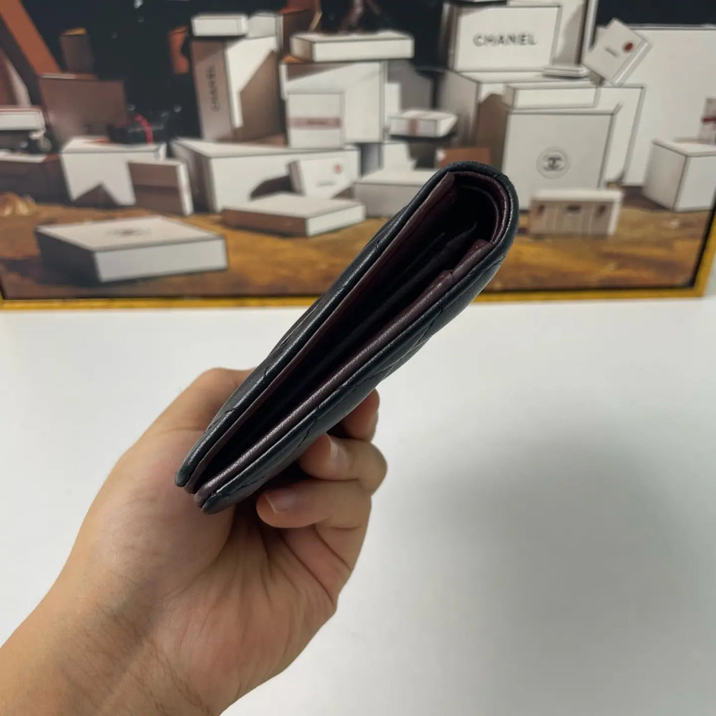 Chanel Classic Flap Wallet Black Caviar Leather 18×9cm – 97% New