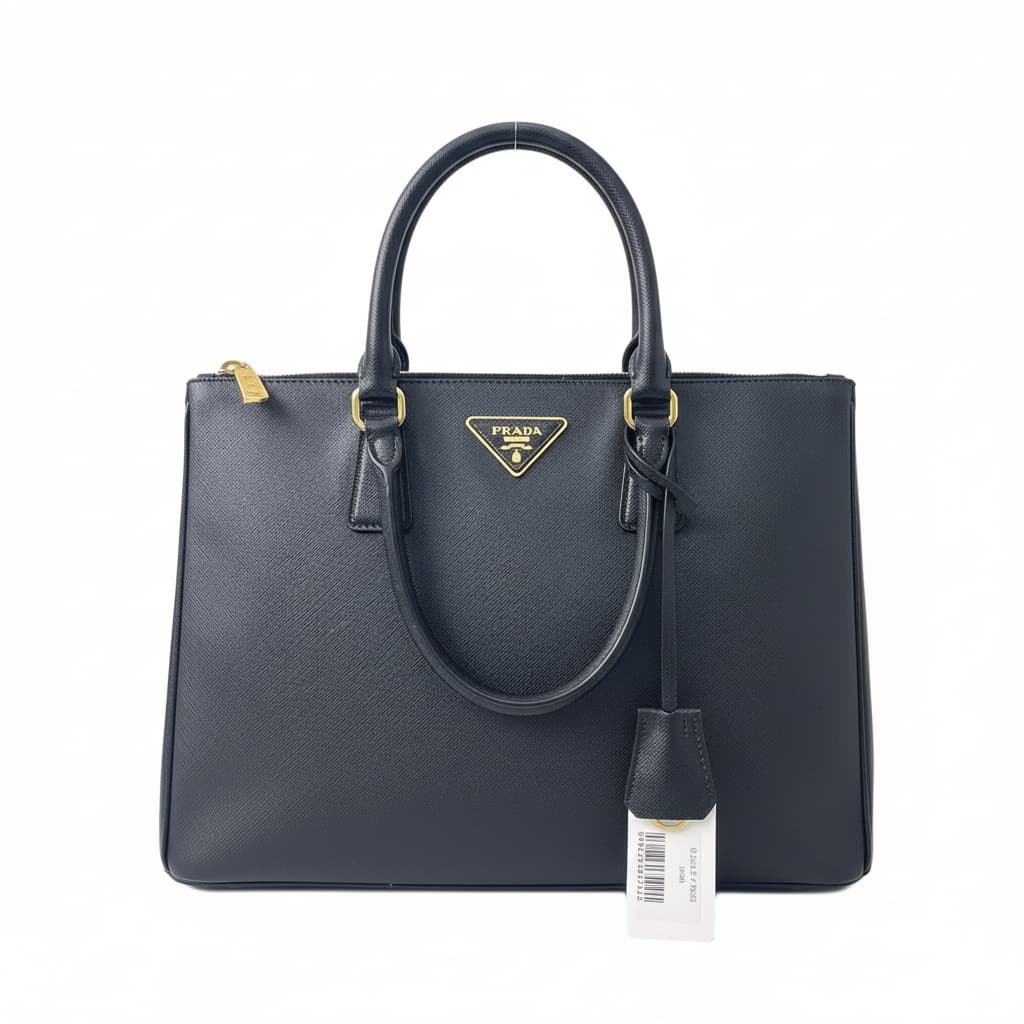 Prada Black Saffiano Leather Double Handle Bag 35×25cm